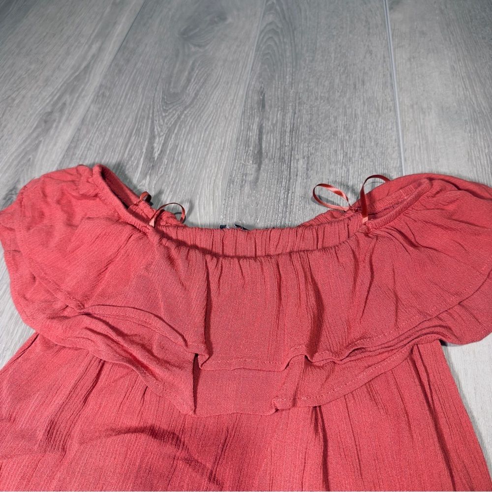 One Clothing Off Shoulder Ruffle Top Salmon Pink Boho Blouse Medium - Picture 4 of 10